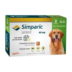 Antipulgas Simparic 80 mg para cães 20,1 a 40 kg