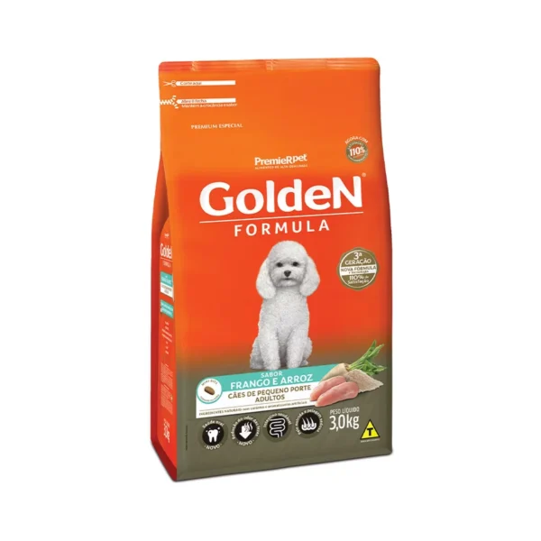 Ração Golden Fórmula Mini Bits para Cães Adultos de Pequeno Porte Sabor Frango e Arroz