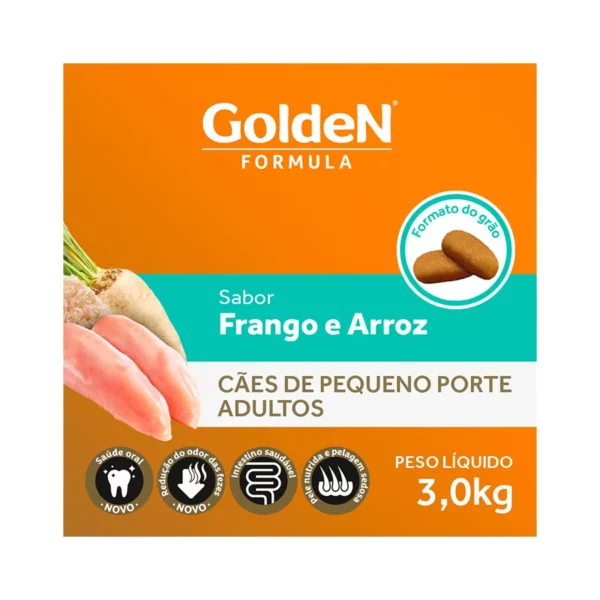 Ração Golden Fórmula Mini Bits para Cães Adultos de Pequeno Porte Sabor Frango e Arroz