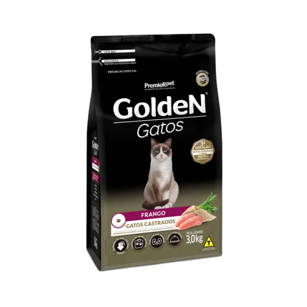 Ração Golden para Gatos Adultos Castrados Sabor Frango