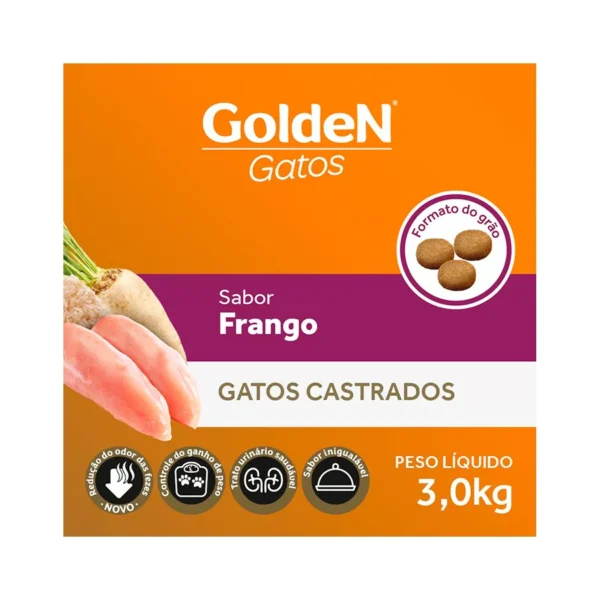 Ração Golden para Gatos Adultos Castrados Sabor Frango