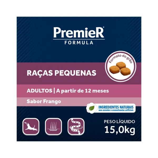 Racao Premier Formula para Caes Adultos de Racas Pequenas Sabor Frango 25kg 3