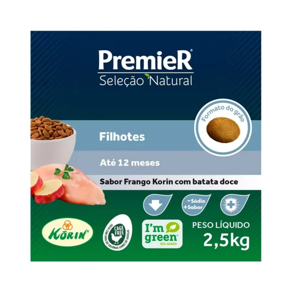 Ração Seleção Natural Premier para Cães Filhotes sabor Frango korin com Batata Doce