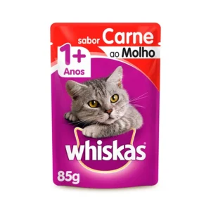 Ração Úmida Whiskas Sachê para Gatos Adultos Sabor Carne ao Molho