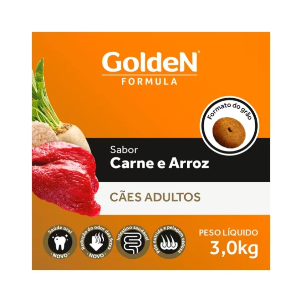 Ração Golden Fórmula para Cães Adultos Sabor Carne e Arroz