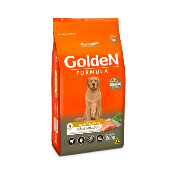 GOLDEN CÃO ADULTOS SALMÃO E ARROZ 15KG