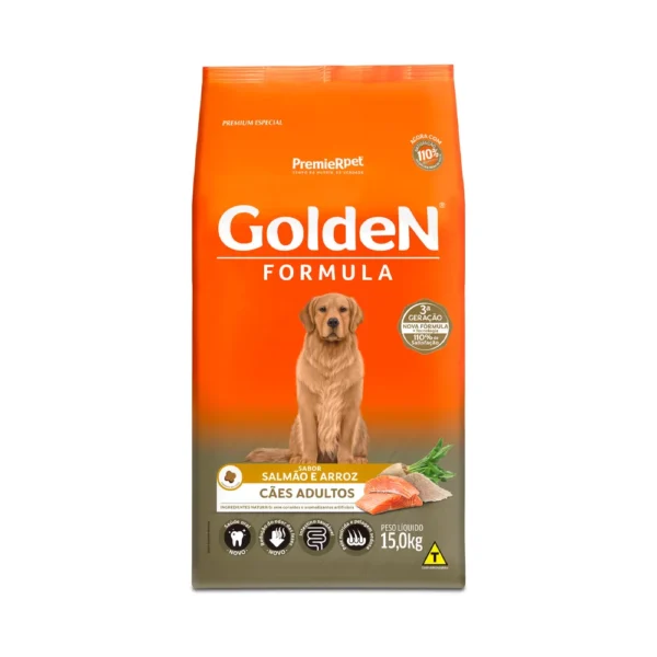 GOLDEN CÃO ADULTOS SALMÃO E ARROZ 15KG