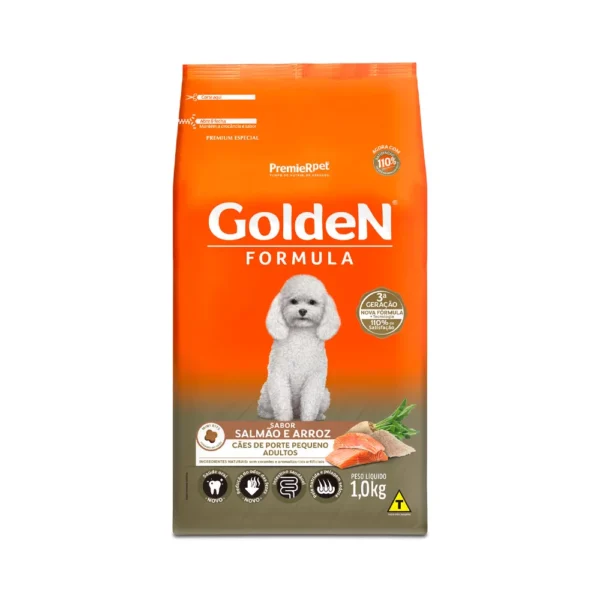 GoldeN Formula Cães Adultos Salmão e Arroz Porte Pequeno 1KG