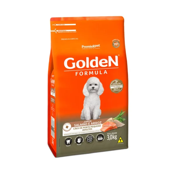 GoldeN Formula Cães Adultos Salmão e Arroz Porte Pequeno 3kg