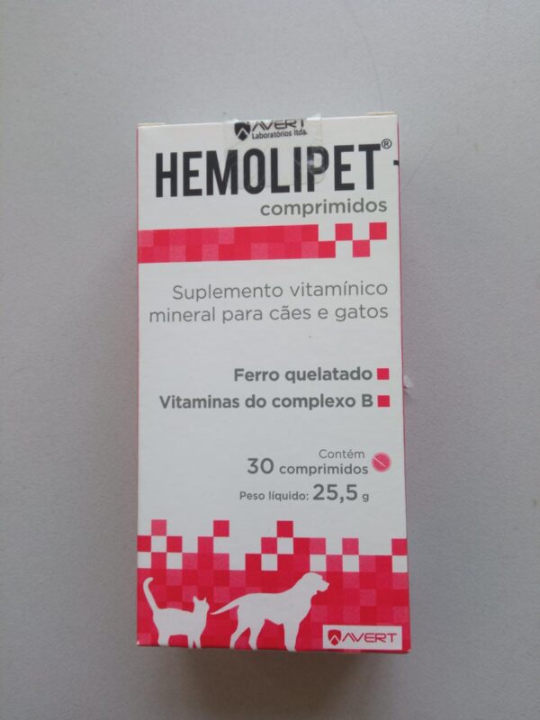 Hemolipet Avert 30 Comprimidos vitamínico 25g cão gato